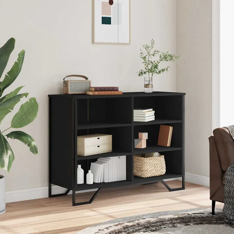 Buffet noir 101x35,5x74,5 cm bois d'ingénierie - 3