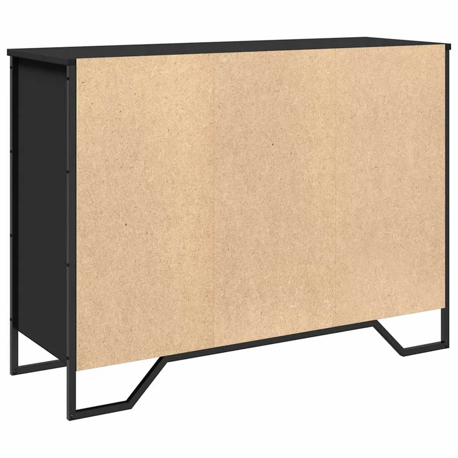 Buffet noir 101x35,5x74,5 cm bois d'ingénierie - 6