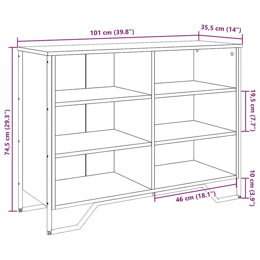Buffet noir 101x35,5x74,5 cm bois d'ingénierie - 9