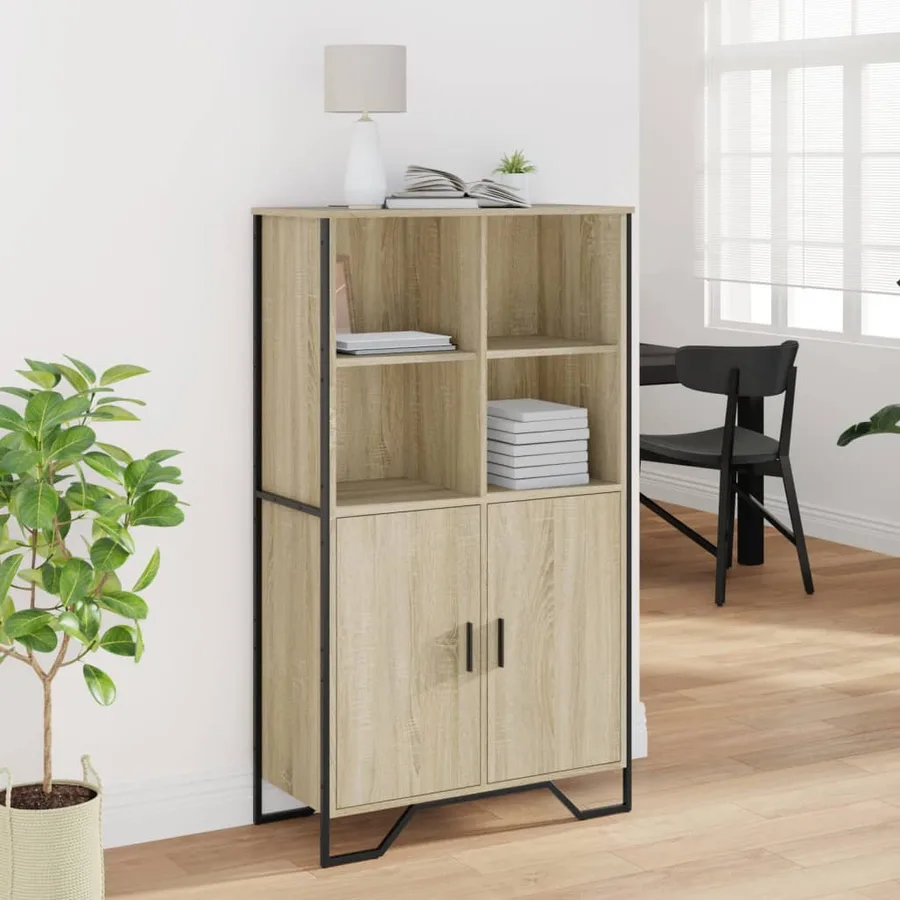 Buffet haut chêne sonoma 79,5x35,5x137,5 cm bois d'ingénierie - 3