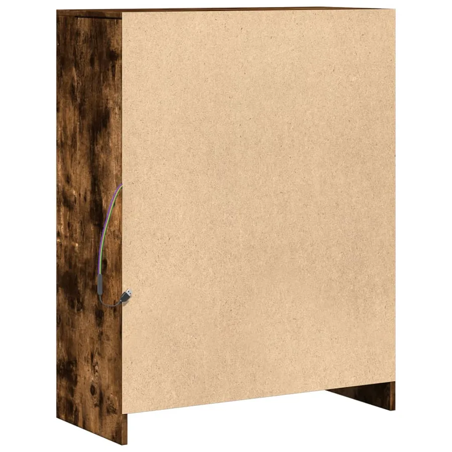 Buffet avec LED chêne fumé 77x34x100 cm bois d'ingénierie - 8