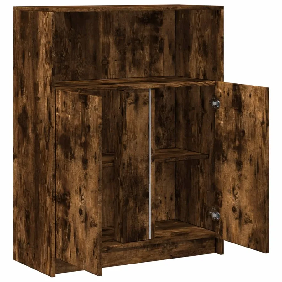Buffet avec LED chêne fumé 77x34x100 cm bois d'ingénierie - 9