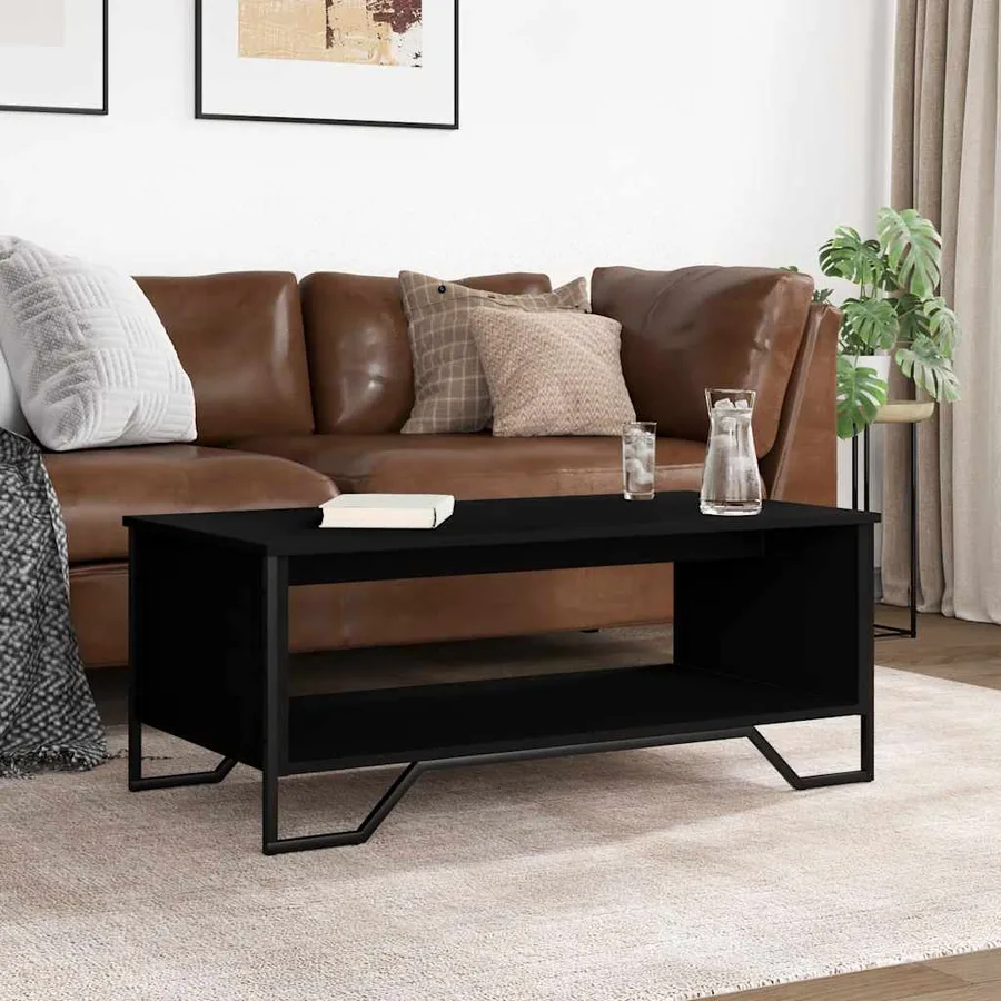 Table basse noir 100x51x40 cm bois d'ingénierie - 3