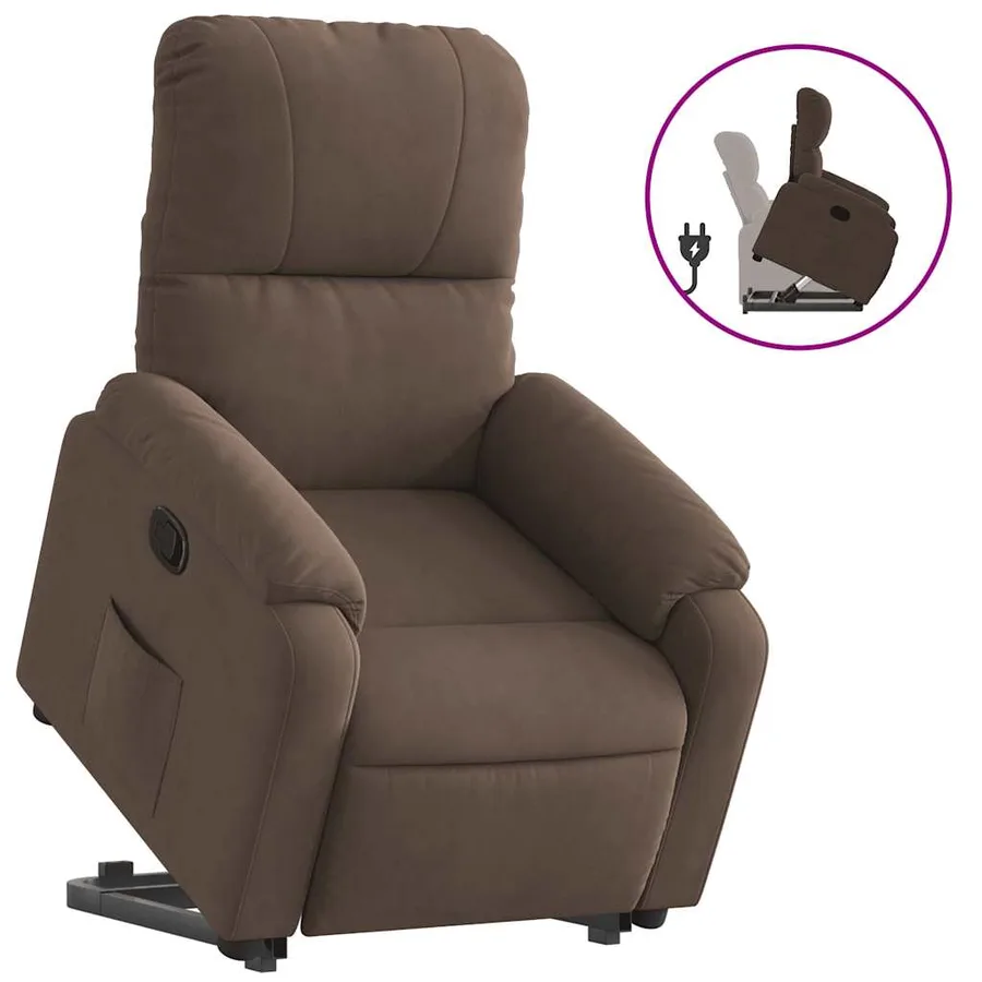 Fauteuil inclinable marron tissu microfibre - 2