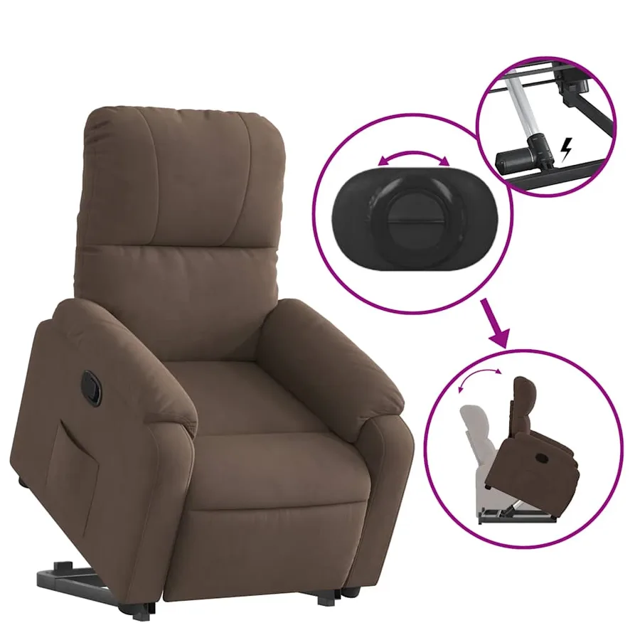 Fauteuil inclinable marron tissu microfibre - 6