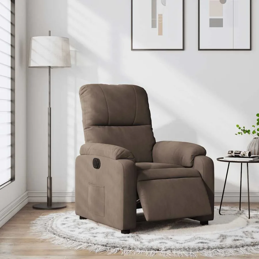 Fauteuil inclinable électrique marron tissu microfibre - 16