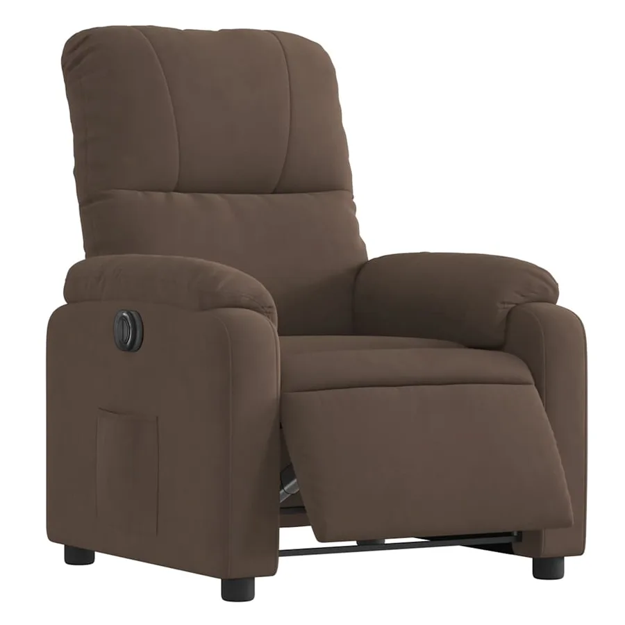 Fauteuil inclinable électrique marron tissu microfibre - 3