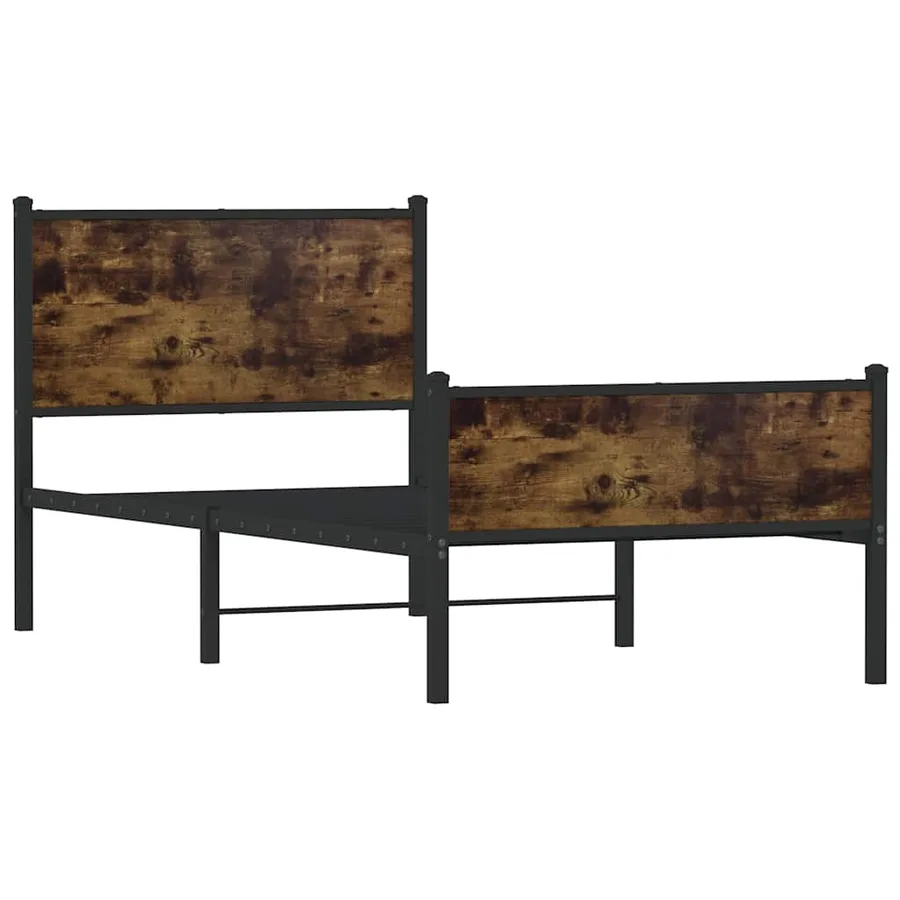 Cadre de lit en métal sans matelas chêne fumé 75x190 cm - 3