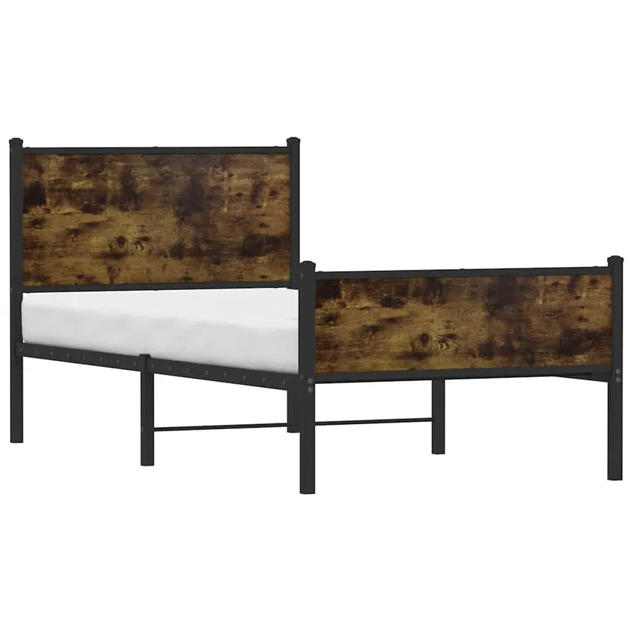 Cadre de lit en métal sans matelas chêne fumé 75x190 cm - 4