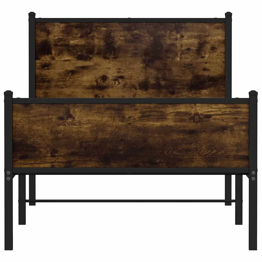 Cadre de lit en métal sans matelas chêne fumé 75x190 cm - 5