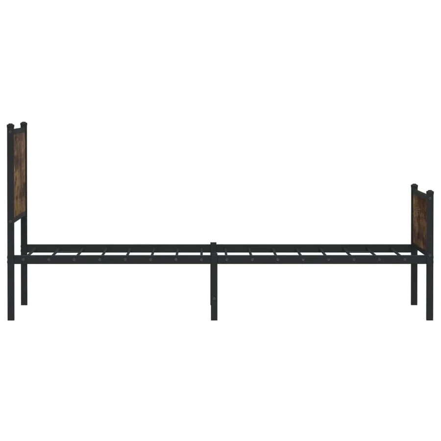 Cadre de lit en métal sans matelas chêne fumé 75x190 cm - 6
