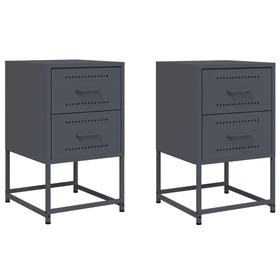 Tables de chevet 2 pcs anthracite 36x39x60,5 cm acier - 2