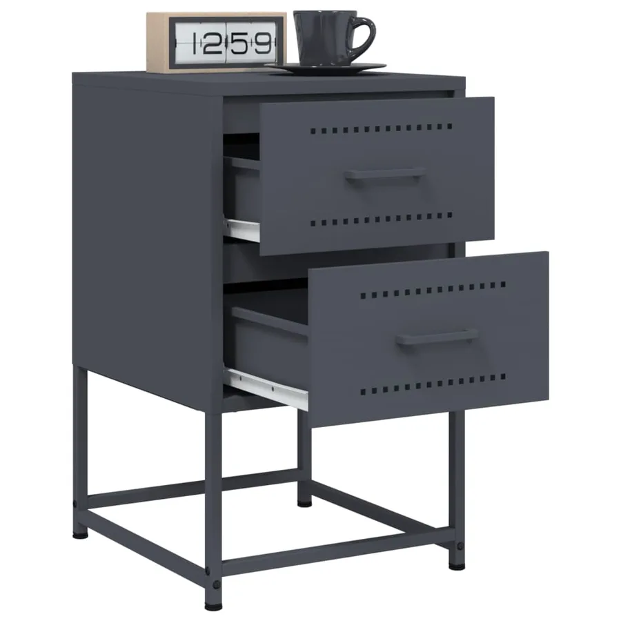 Tables de chevet 2 pcs anthracite 36x39x60,5 cm acier - 4