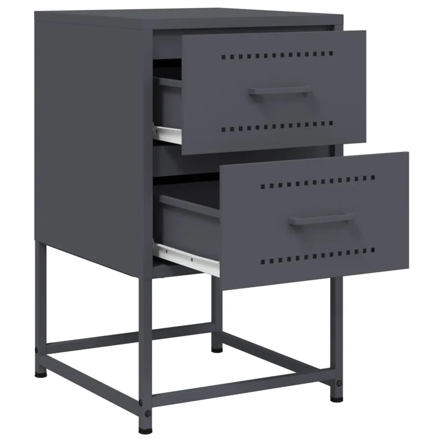 Tables de chevet 2 pcs anthracite 36x39x60,5 cm acier - 9