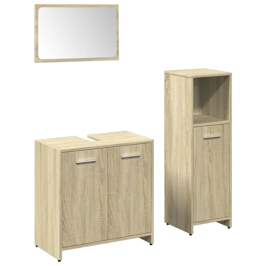 Ensemble de meubles de salle de bain 3 pcs chêne sonoma - 2