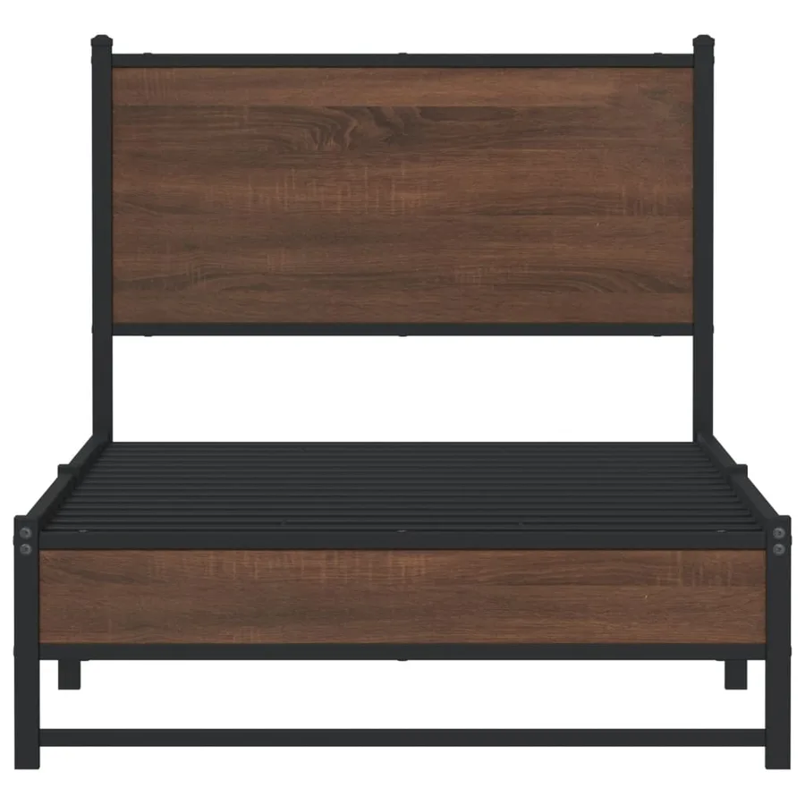 Cadre de lit en métal sans matelas chêne marron 90x190 cm - 5