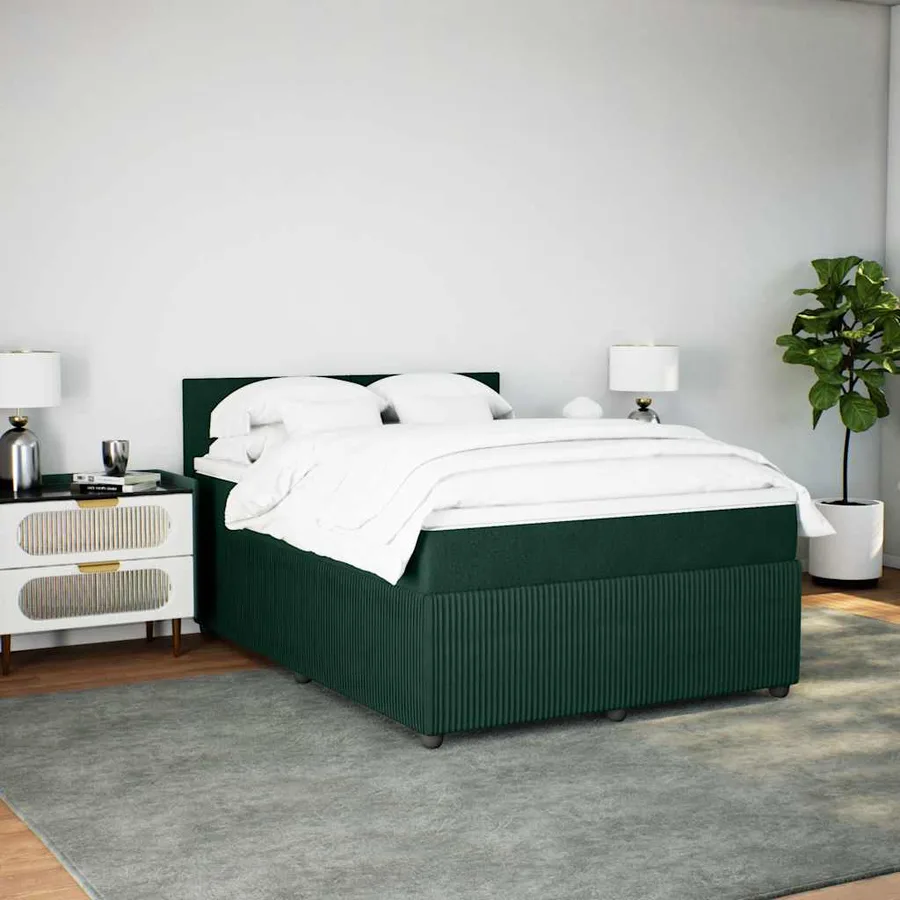 Sommier à lattes de lit et matelas Vert foncé 140x190cm Velours - 5
