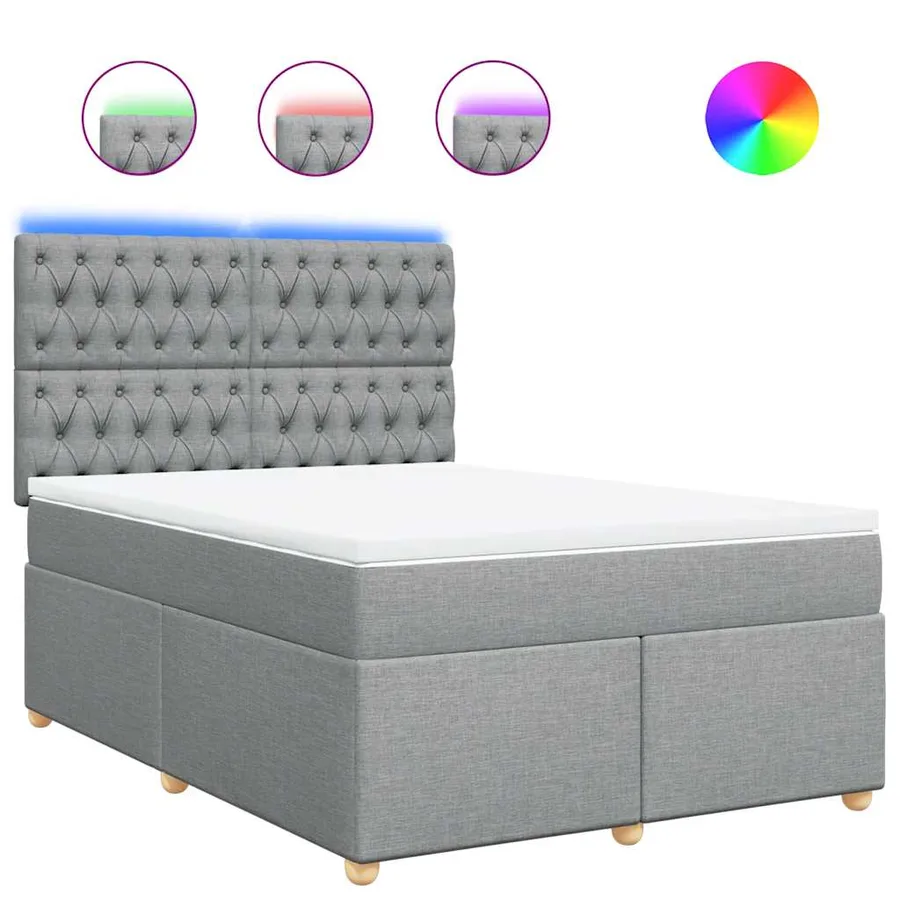 Sommier à lattes de lit avec matelas Gris clair 140x190cm Tissu - 2