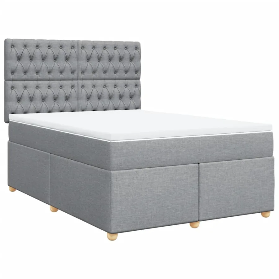 Sommier à lattes de lit avec matelas Gris clair 140x190cm Tissu - 3