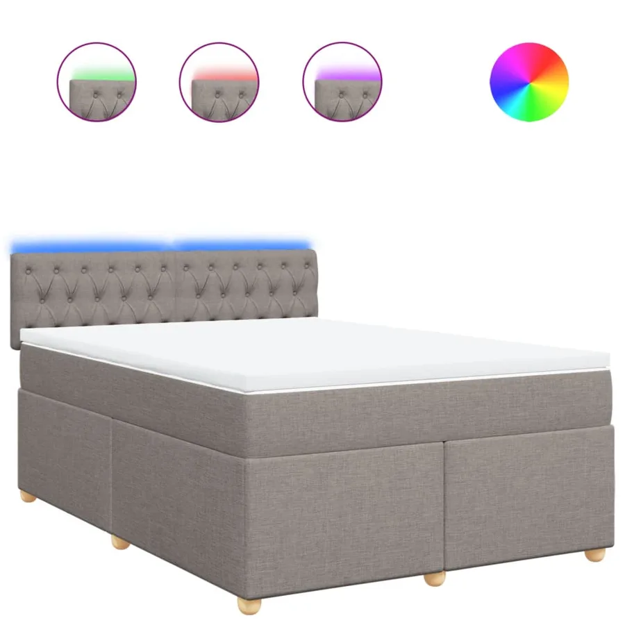 Sommier à lattes de lit avec matelas Taupe 140x190 cm Tissu - 2