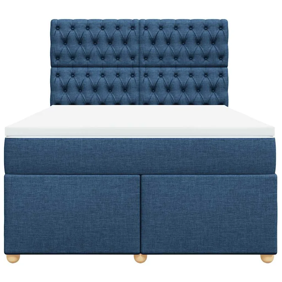 Sommier à lattes de lit avec matelas Bleu 140x190 cm Tissu - 4