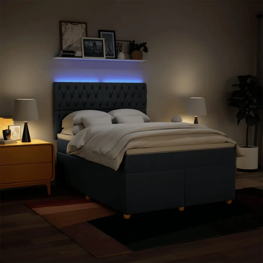 Sommier à lattes de lit avec matelas Bleu 160x200 cm Tissu - 5