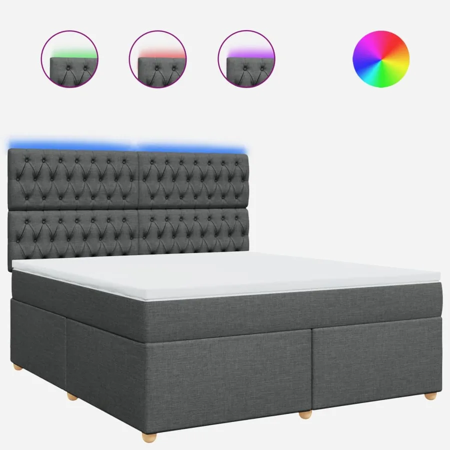 Sommier à lattes de lit avec matelas Gris foncé 180x200cm Tissu - 2