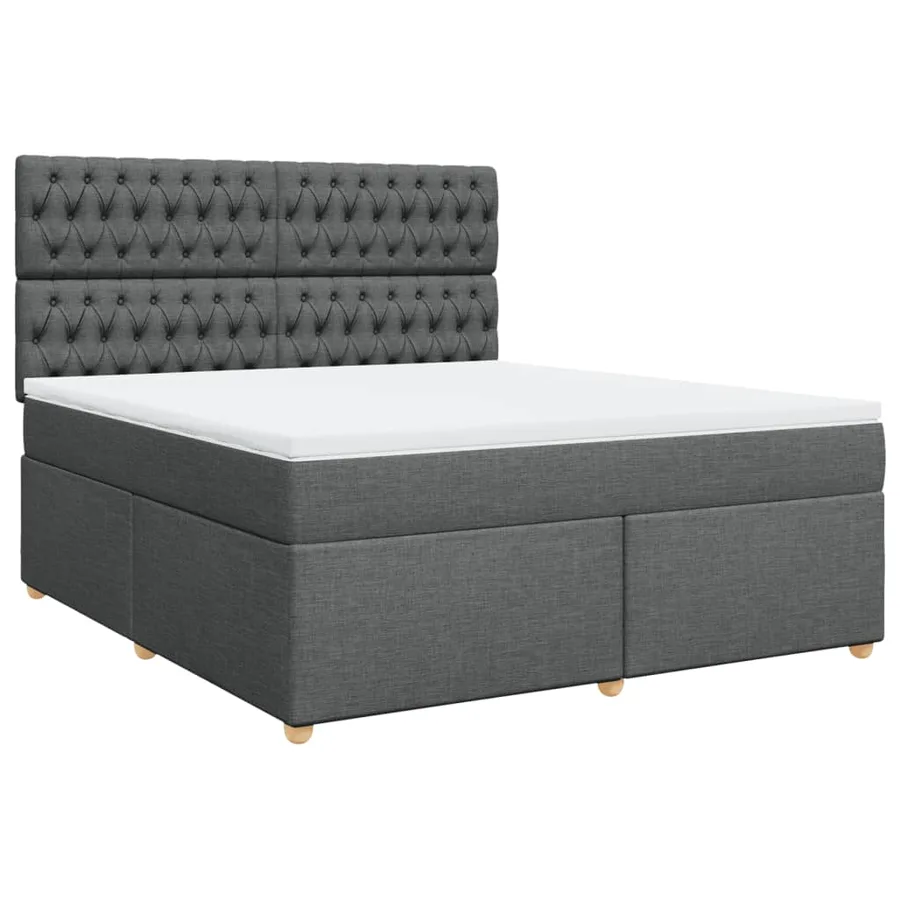 Sommier à lattes de lit avec matelas Gris foncé 180x200cm Tissu - 3