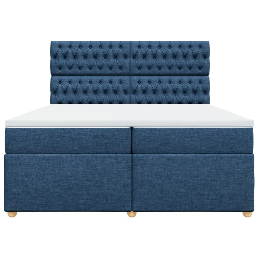 Sommier à lattes de lit avec matelas Bleu 200x200 cm Tissu - 4