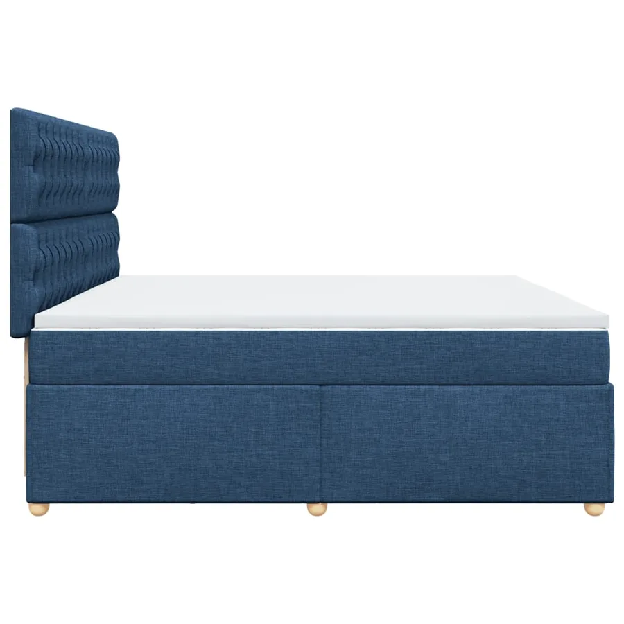 Sommier à lattes de lit avec matelas Bleu 200x200 cm Tissu - 5
