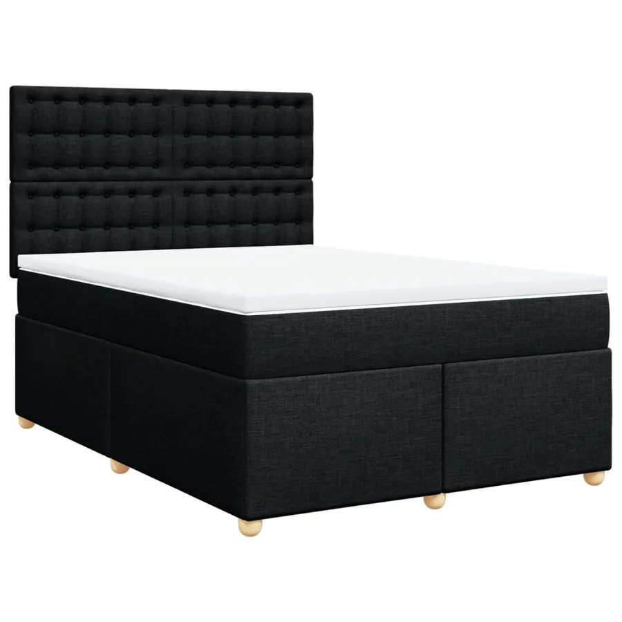 Sommier à lattes de lit avec matelas Noir 140x200 cm Tissu - 2