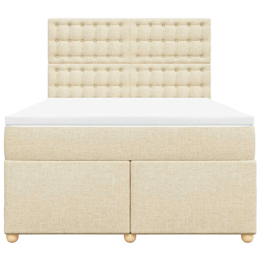 Sommier à lattes de lit avec matelas Crème 140x190 cm Tissu - 6