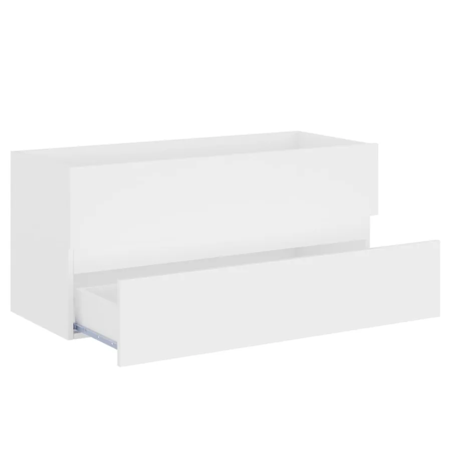 Armoire d'évier avec lavabo intégré blanc bois d'ingénierie - 7