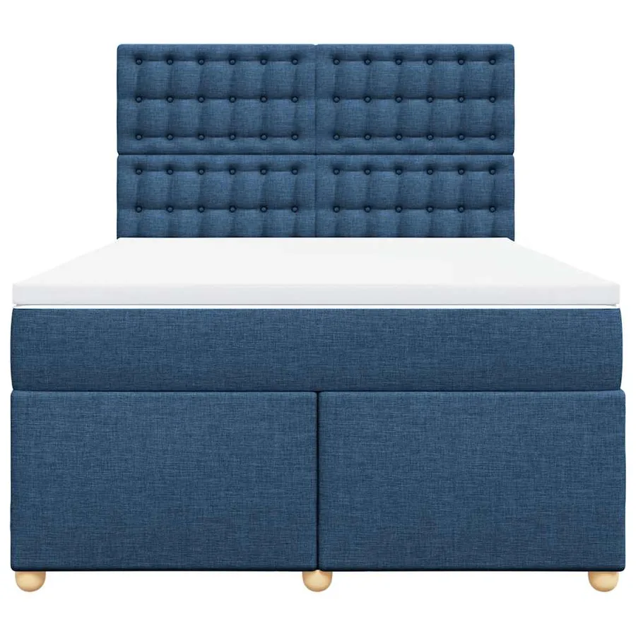 Sommier à lattes de lit avec matelas Bleu 140x190 cm Tissu - 4