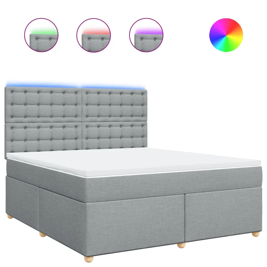 Sommier à lattes de lit avec matelas Gris clair 180x200cm Tissu - 2