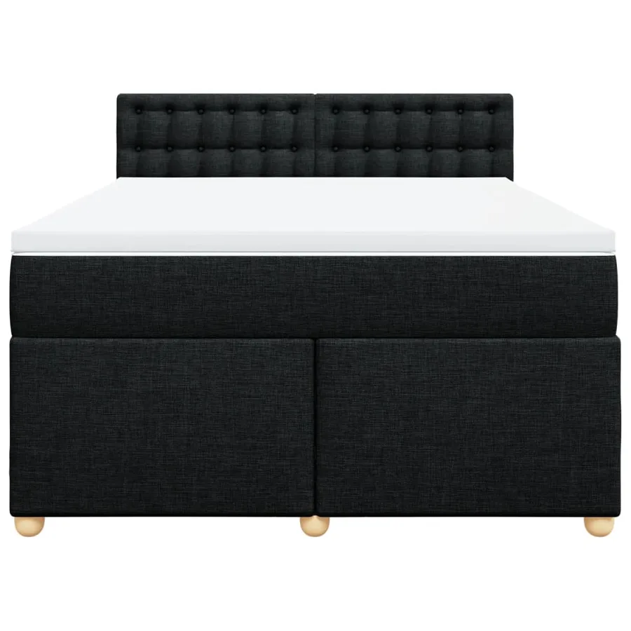 Sommier à lattes de lit avec matelas Noir 160x200 cm Tissu - 6