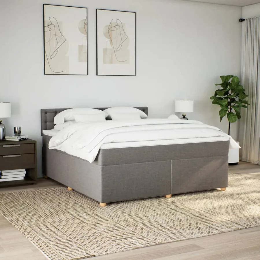 Sommier à lattes de lit avec matelas Taupe 180x200 cm Tissu - 3