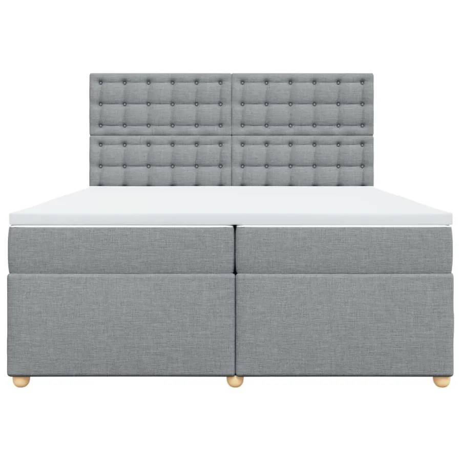 Sommier à lattes de lit avec matelas Gris clair 200x200cm Tissu - 6