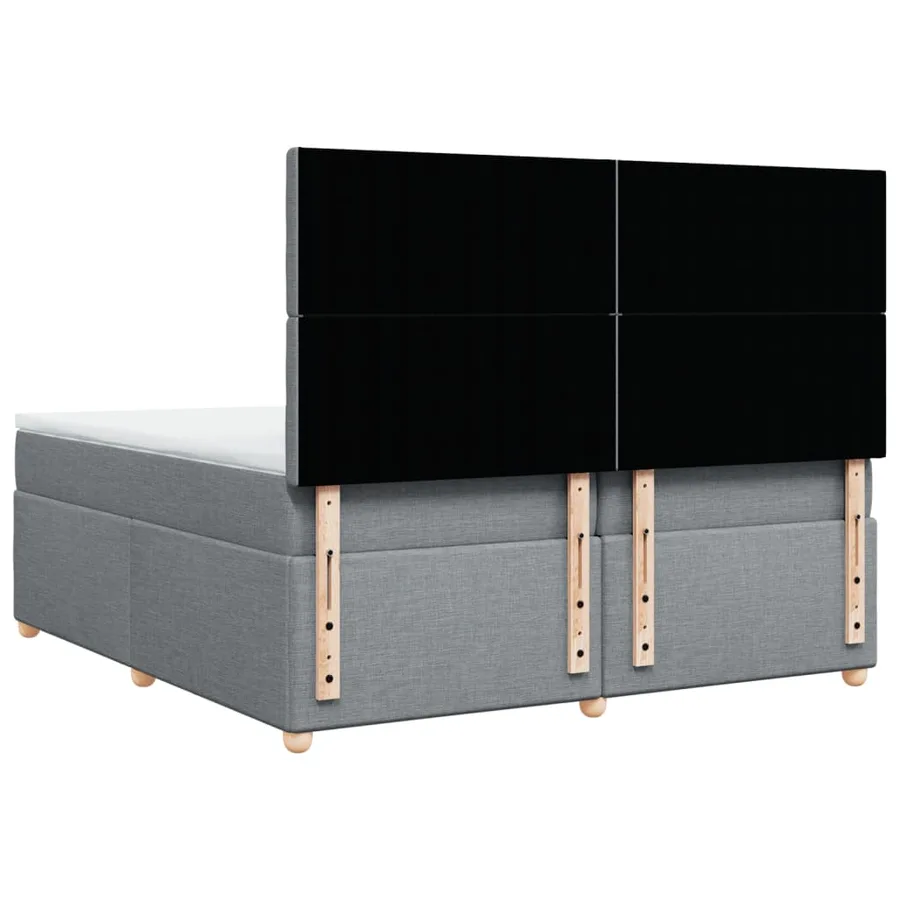 Sommier à lattes de lit avec matelas Gris clair 200x200cm Tissu - 8
