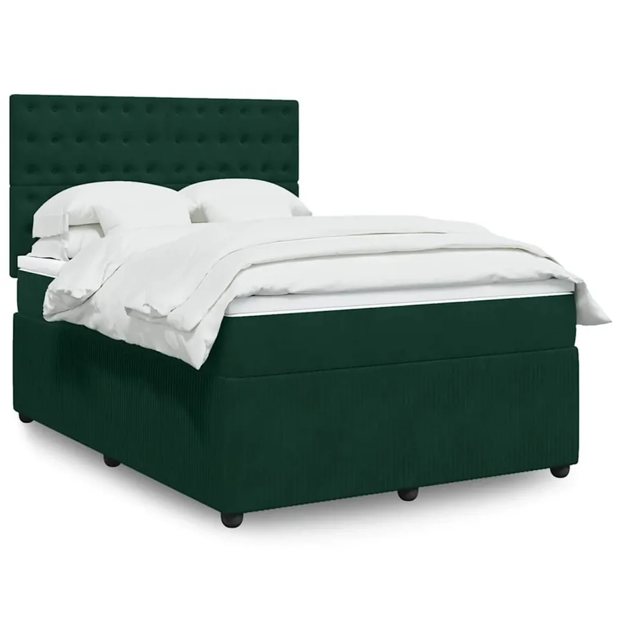 Sommier à lattes de lit et matelas Vert foncé 140x190cm Velours