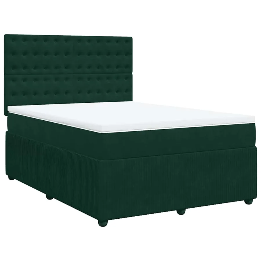 Sommier à lattes de lit et matelas Vert foncé 140x190cm Velours - 3