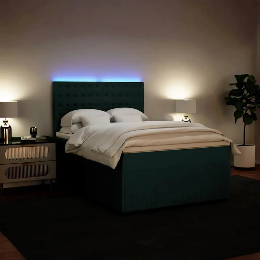 Sommier à lattes de lit et matelas Vert foncé 140x190cm Velours - 5