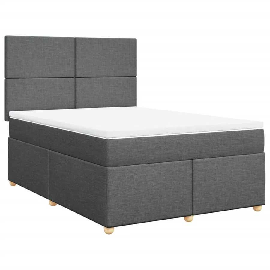 Sommier à lattes de lit avec matelas Gris foncé 160x200cm Tissu - 3