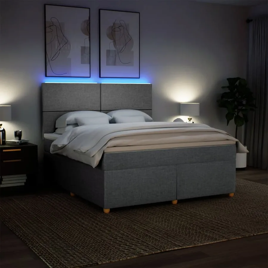 Sommier à lattes de lit avec matelas Gris clair 180x200cm Tissu - 5