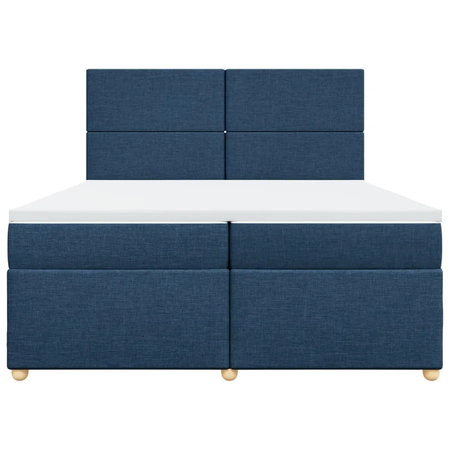 Sommier à lattes de lit avec matelas Bleu 200x200 cm Tissu - 4