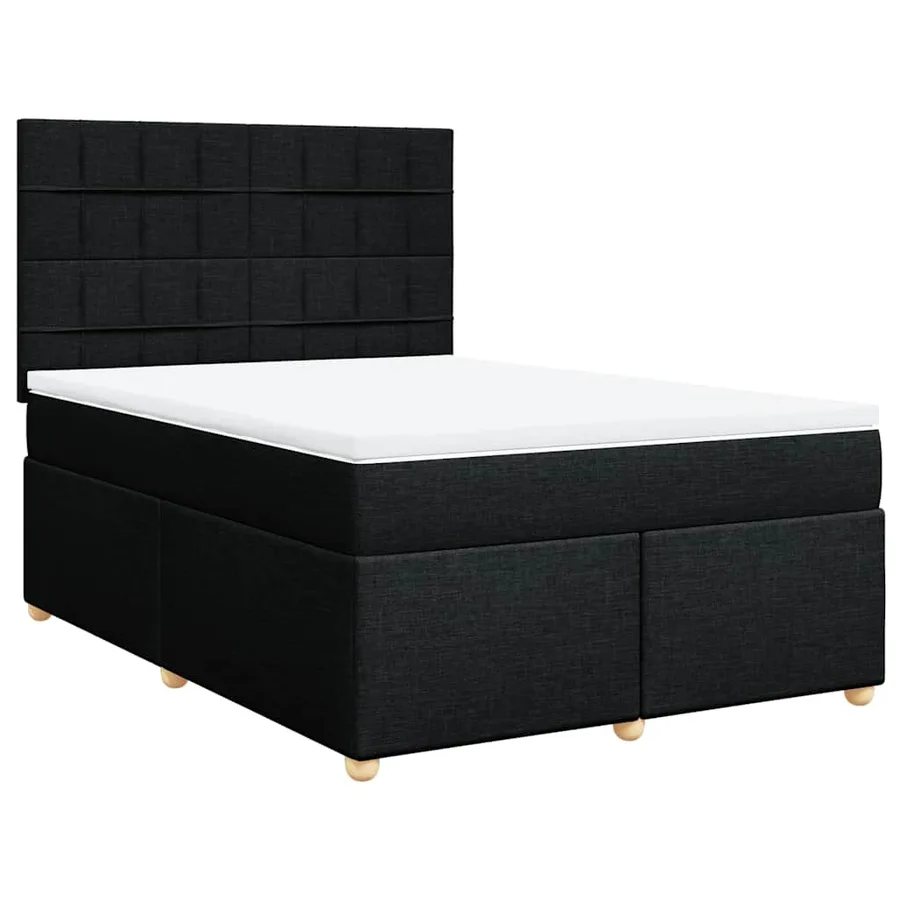 Sommier à lattes de lit avec matelas Noir 160x200 cm Tissu - 3