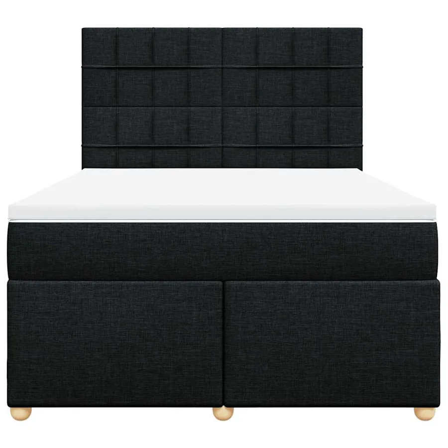 Sommier à lattes de lit avec matelas Noir 160x200 cm Tissu - 6