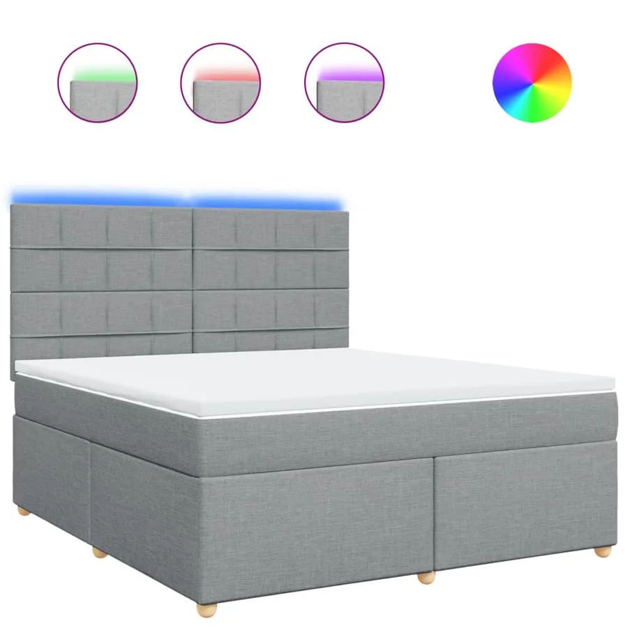 Sommier à lattes de lit avec matelas Gris clair 180x200cm Tissu - 2