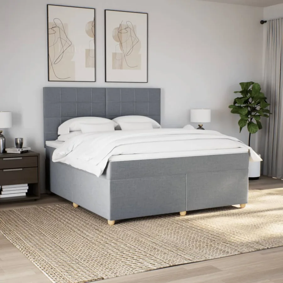Sommier à lattes de lit avec matelas Gris clair 180x200cm Tissu - 4