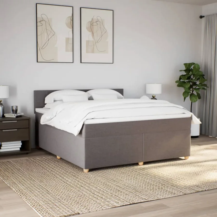 Sommier à lattes de lit avec matelas Taupe 180x200 cm Tissu - 3